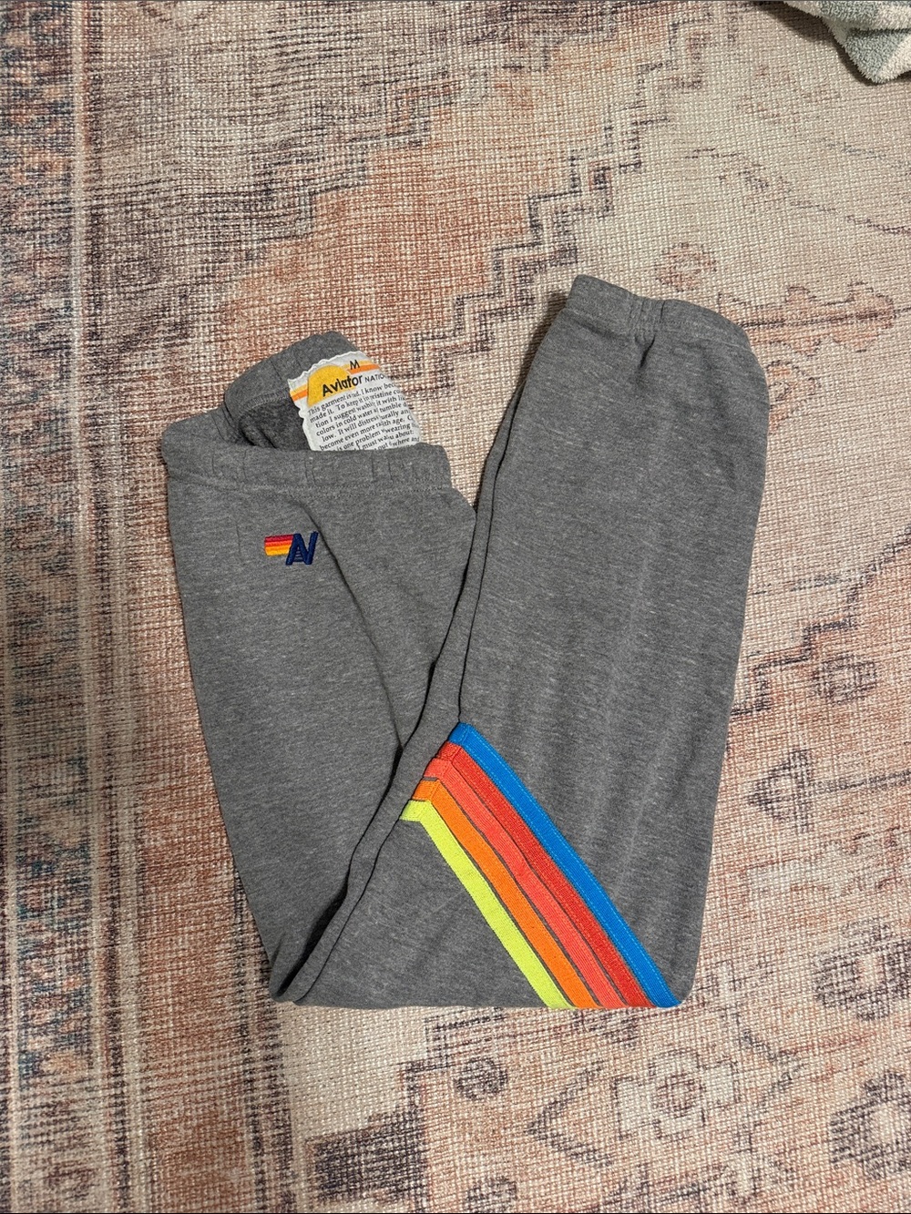 Aviator Nation Charcoal Sweatpants with Stripe M